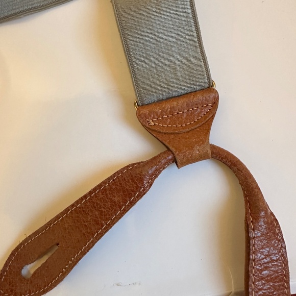 Vintage Button Suspenders Hickok Grey Leather Ends Adjustable - Picture 6 of 16